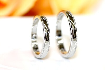 結婚指輪特殊加工、ミルグレイン加工例1