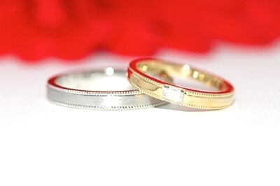 結婚指輪特殊加工、ミルグレイン加工例2