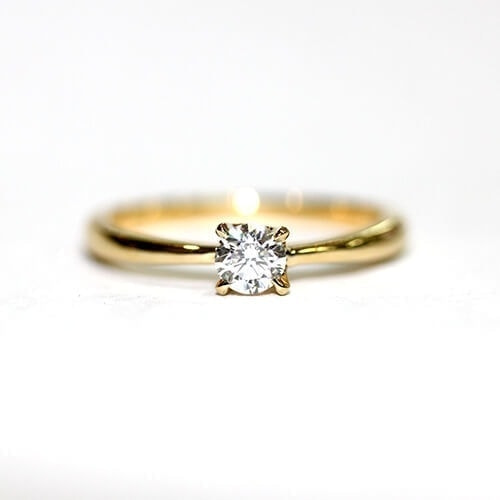 K18イエローゴールドダイヤモンド婚約指輪 4本爪