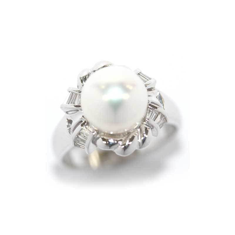 Pt900和珠真珠ダイヤモンドリング